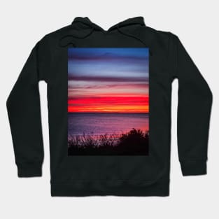 Colorful Sunset on a Maritime Sea Coast Retro Vibes Hoodie